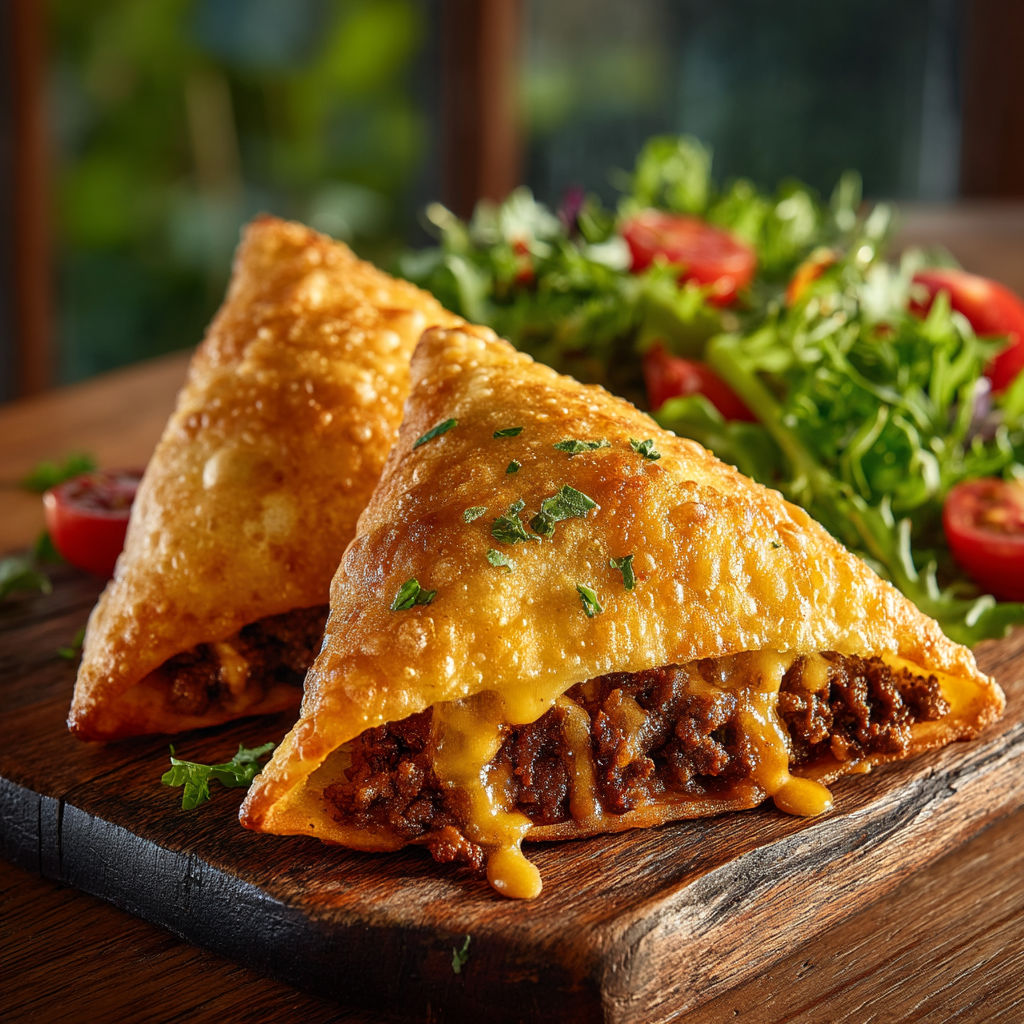 Tacos façon samoussas à la viande hachée.