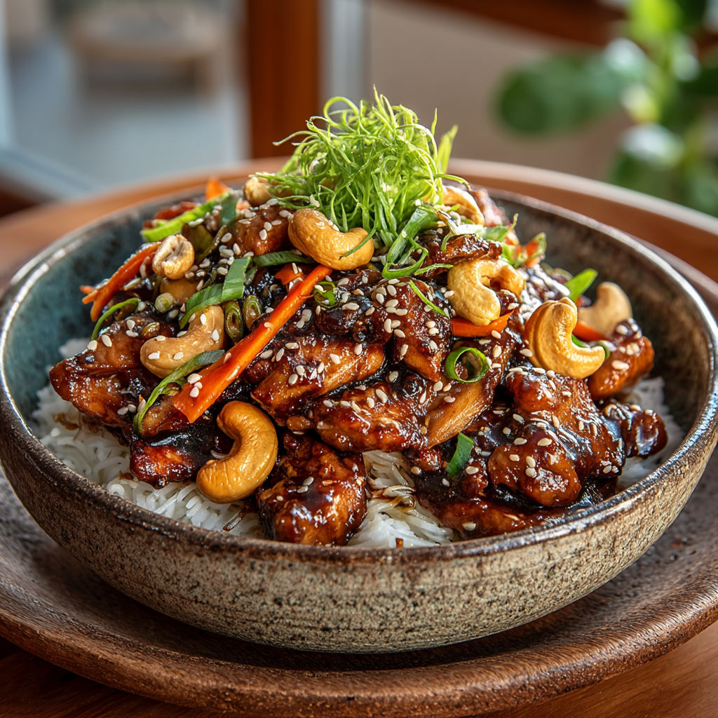 Poulet aux noix de cajou à la mijoteuse.