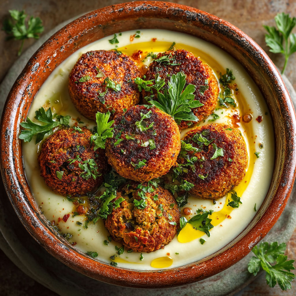 Falafels à la patate douce & Fondue de poireaux.