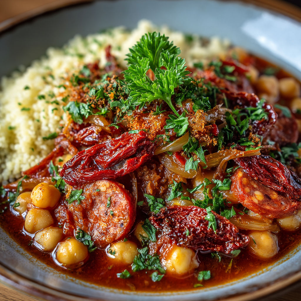 Une assiette de nourriture avec des légumes et des chickpeas.