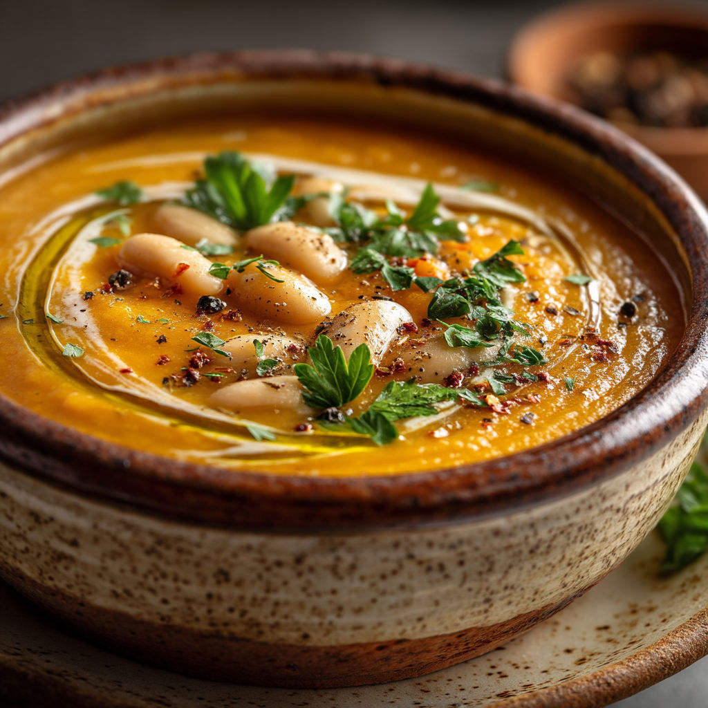 Soupe aux haricots blancs et carottes.