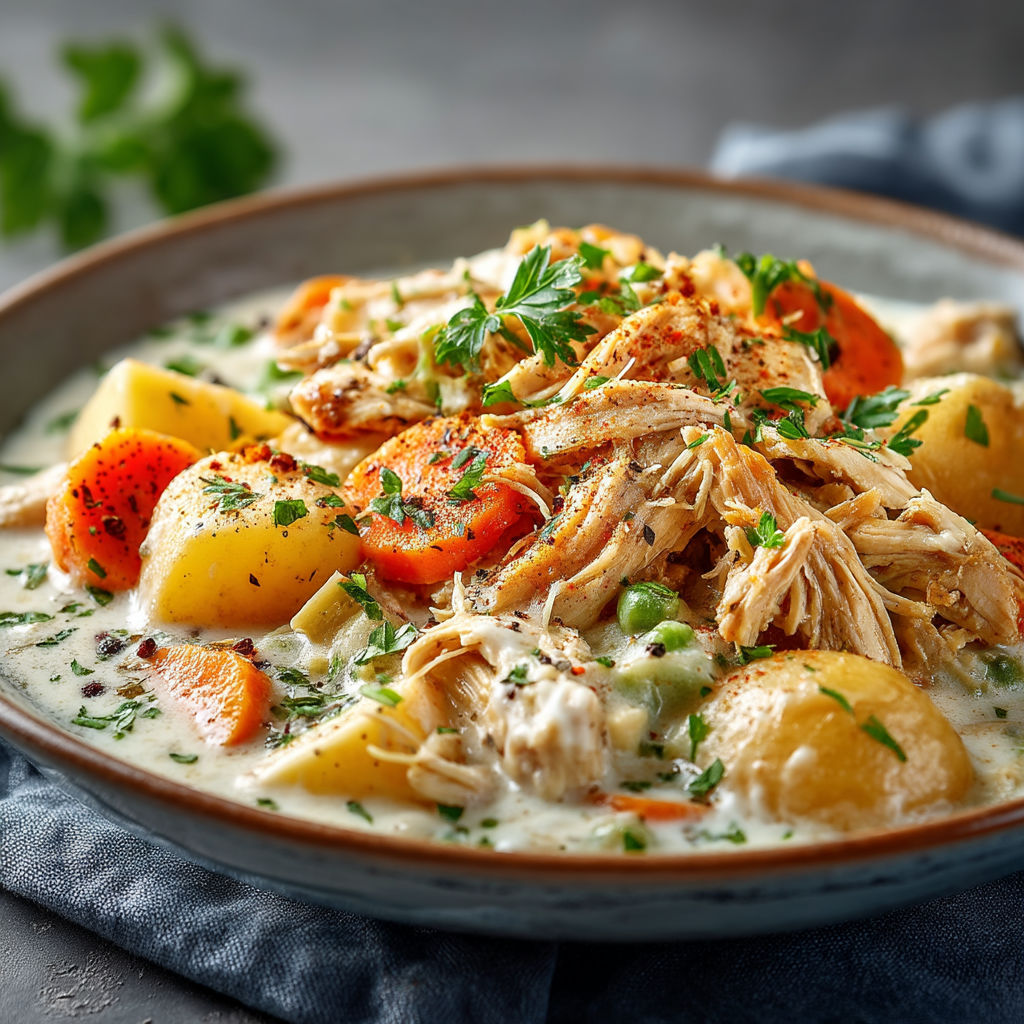 Une assiette de nourriture avec des légumes et du poulet.
