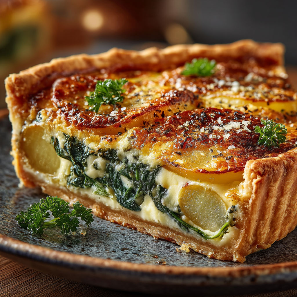 Une tarte aux pommes et aux épinards.