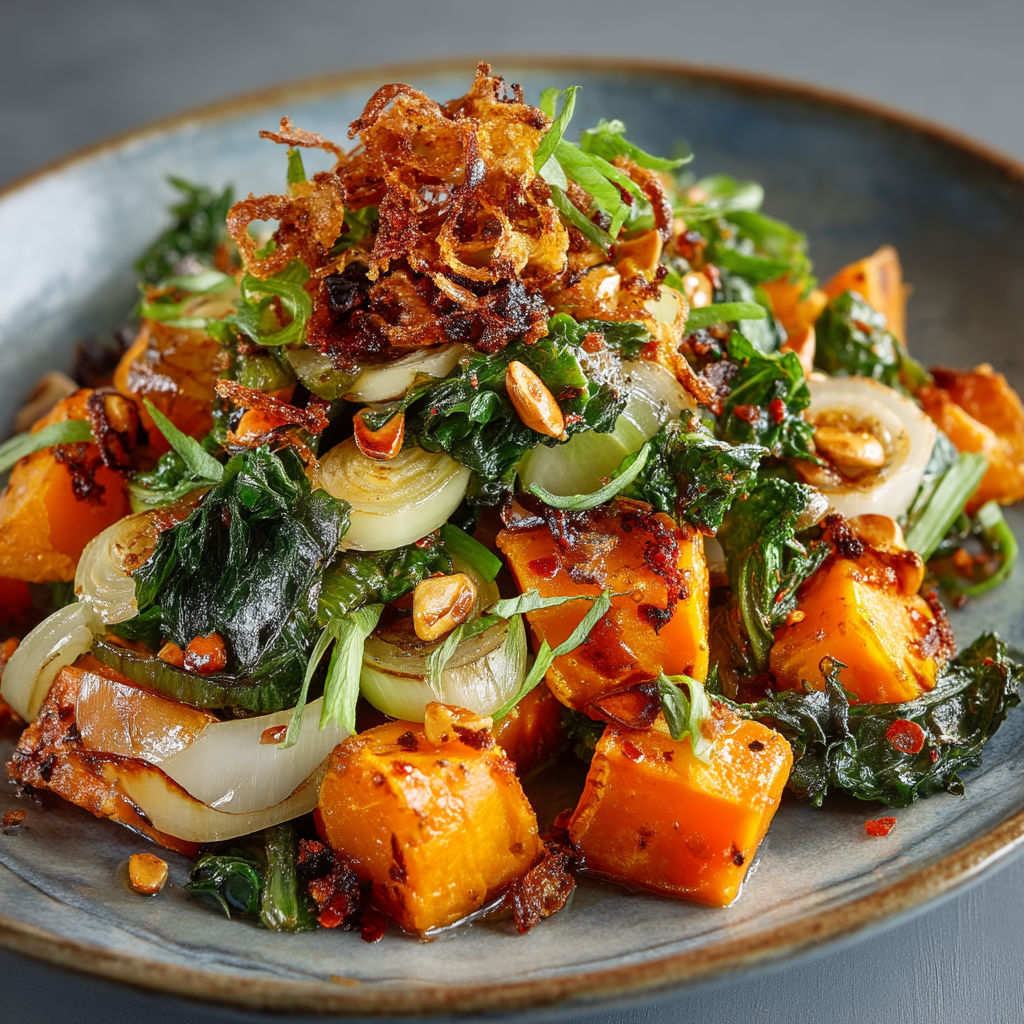 Une salade de carottes et de chou-fleur avec des herbes et des noix de cajou.
