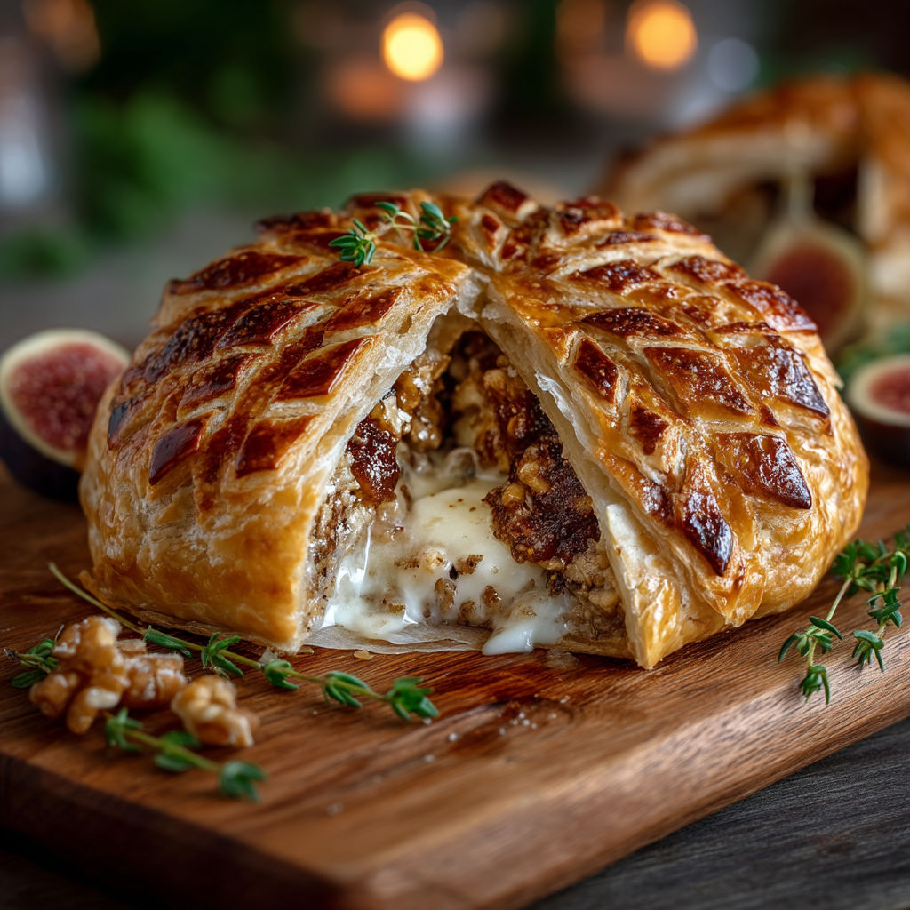 Une tarte farcie de fromage et de fruits.