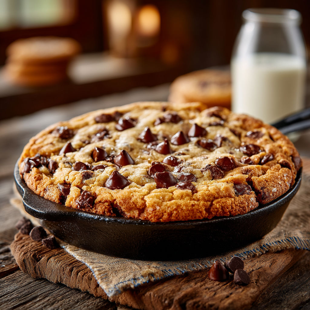 Une tarte géante de cookies chocolat.
