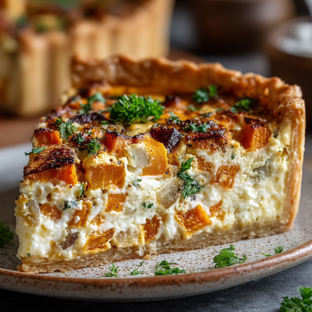 Une quiche automnale avec des panais et de la chèvre.