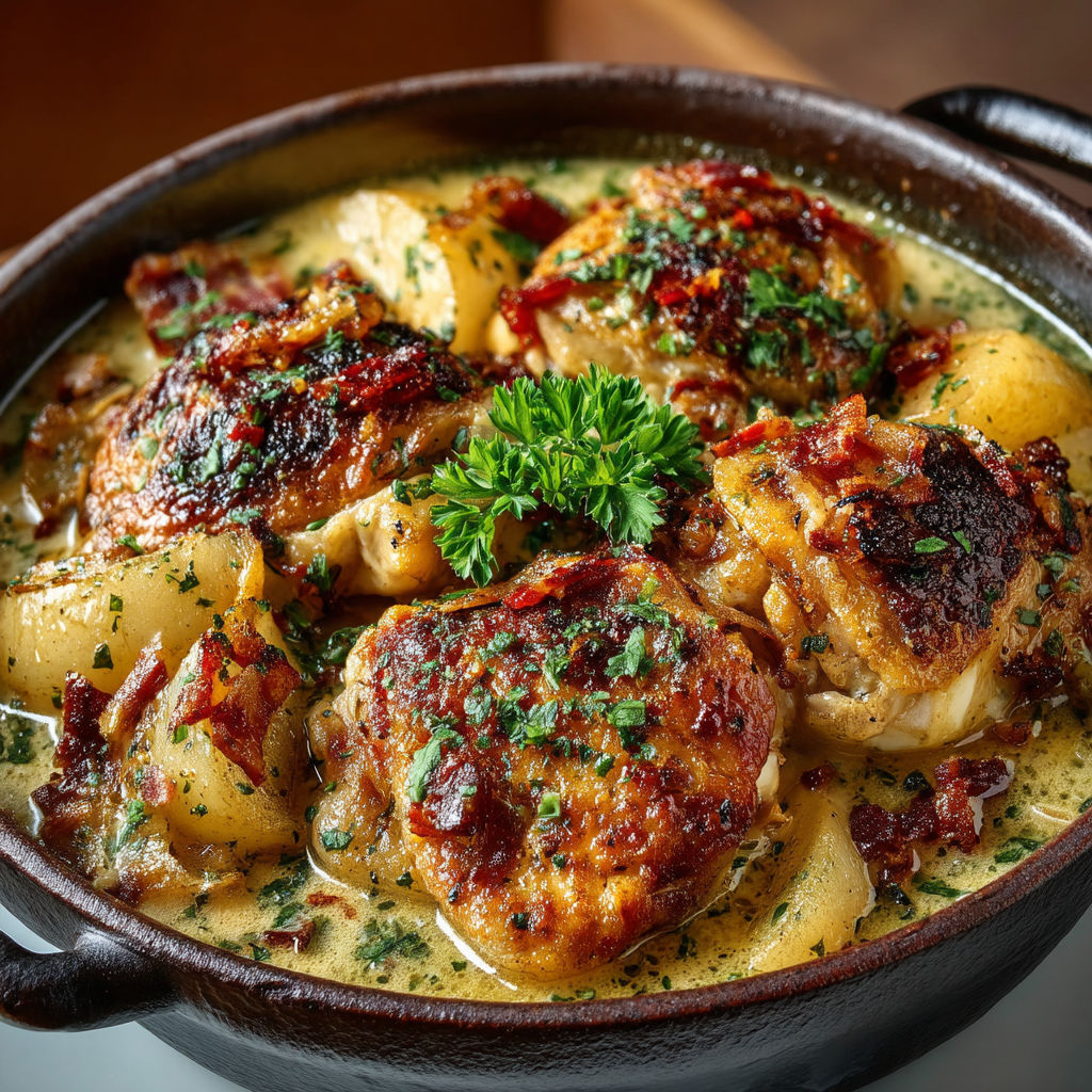 Une soupe chaude avec des légumes et des morceaux de viande.