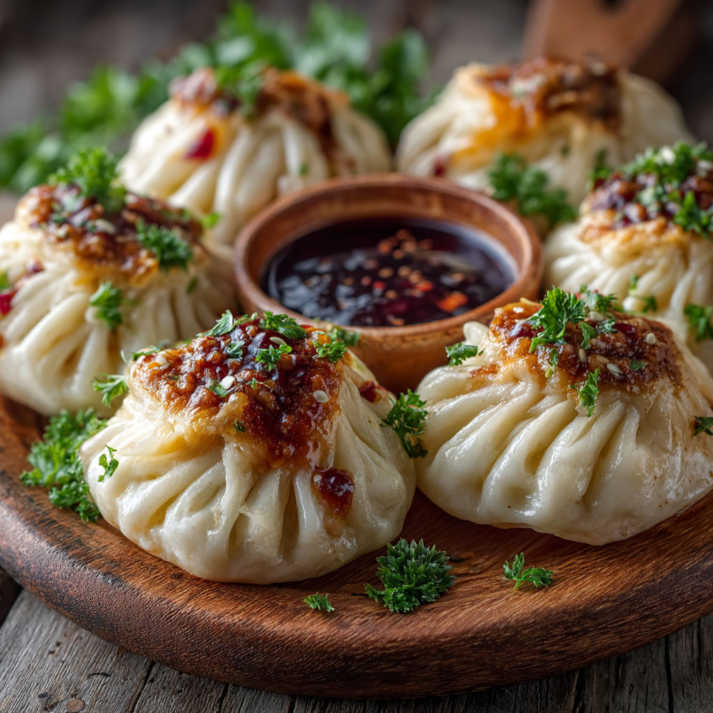 Momos à la saucisse de Montbéliard.