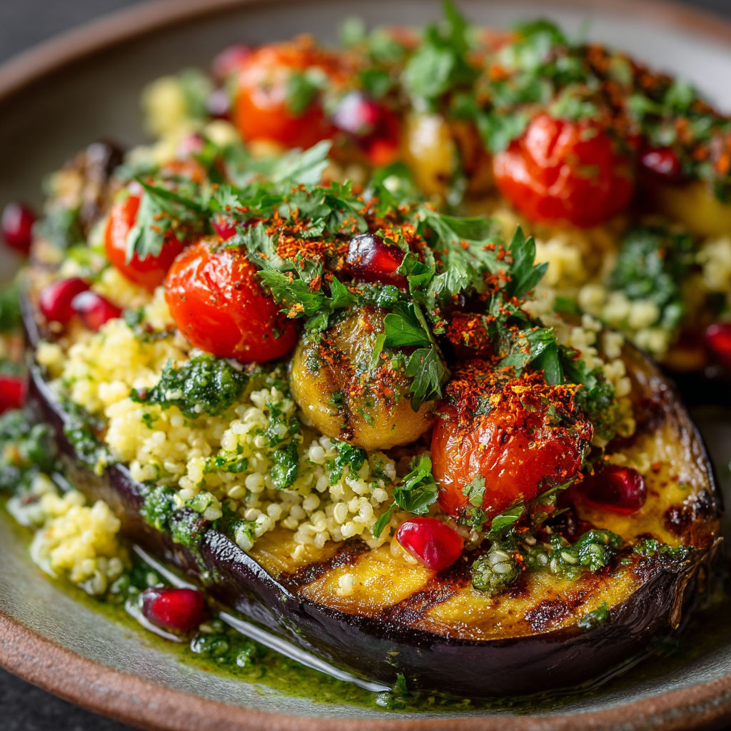 Une assiette de légumes rôties au Boulgour.