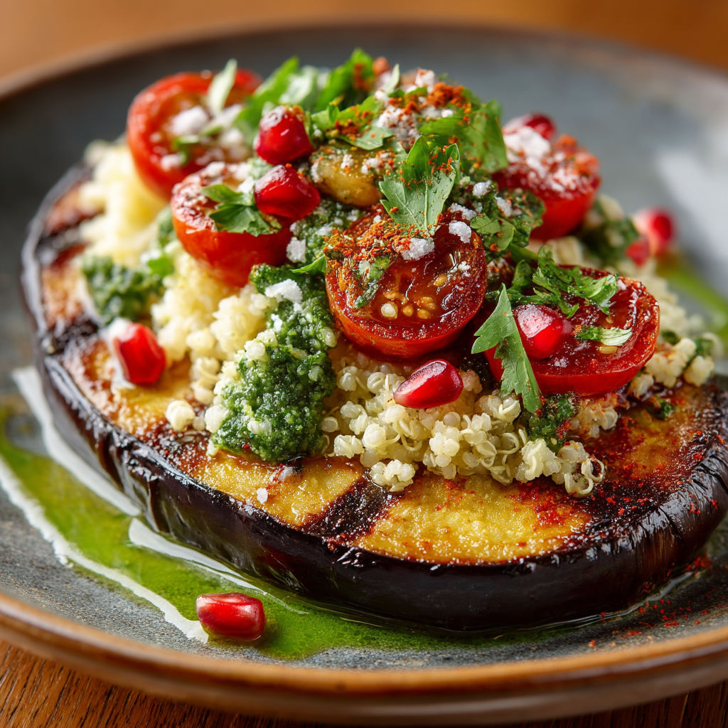 Une assiette de légumes et herbes sur une table.