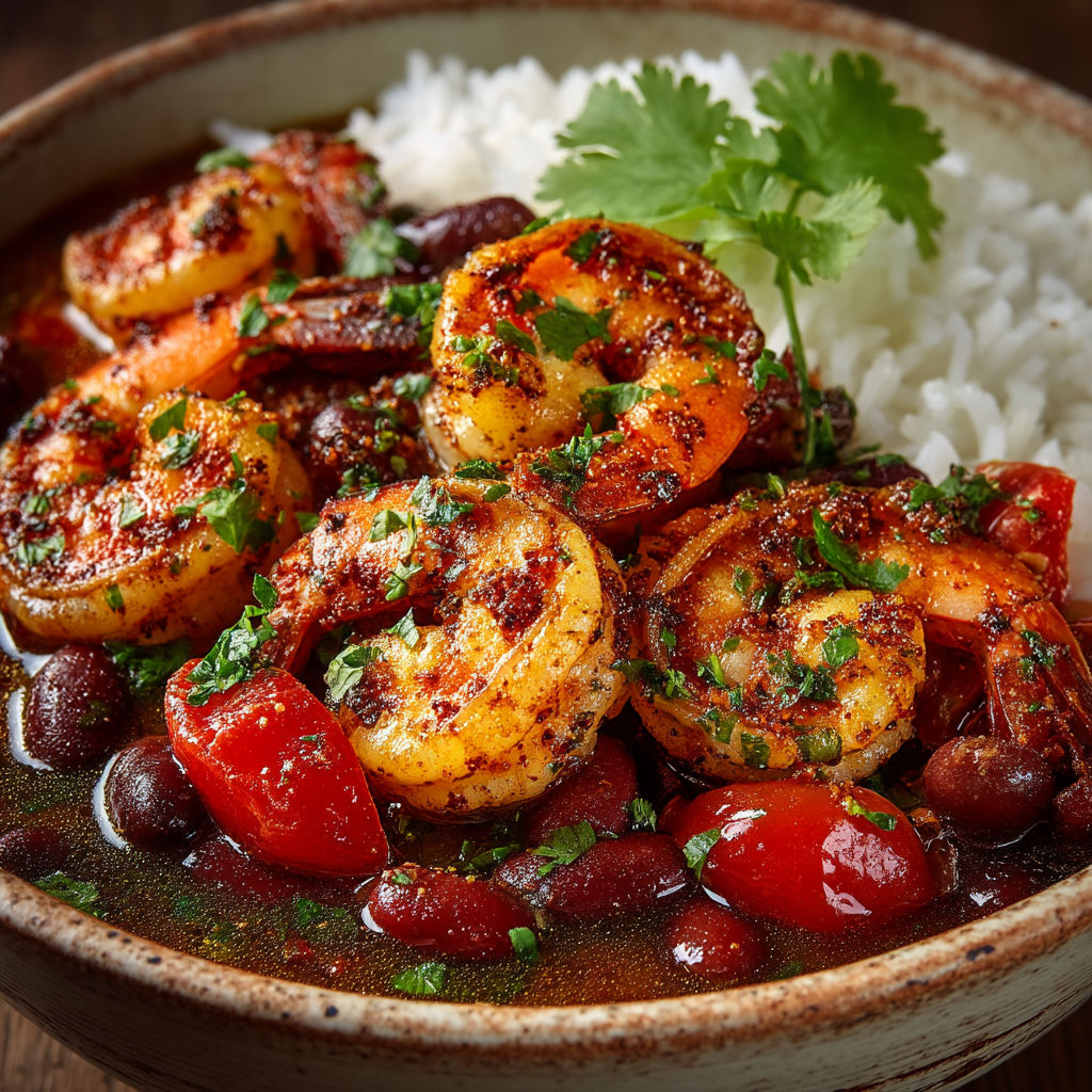 Un plat de crevettes et riz.