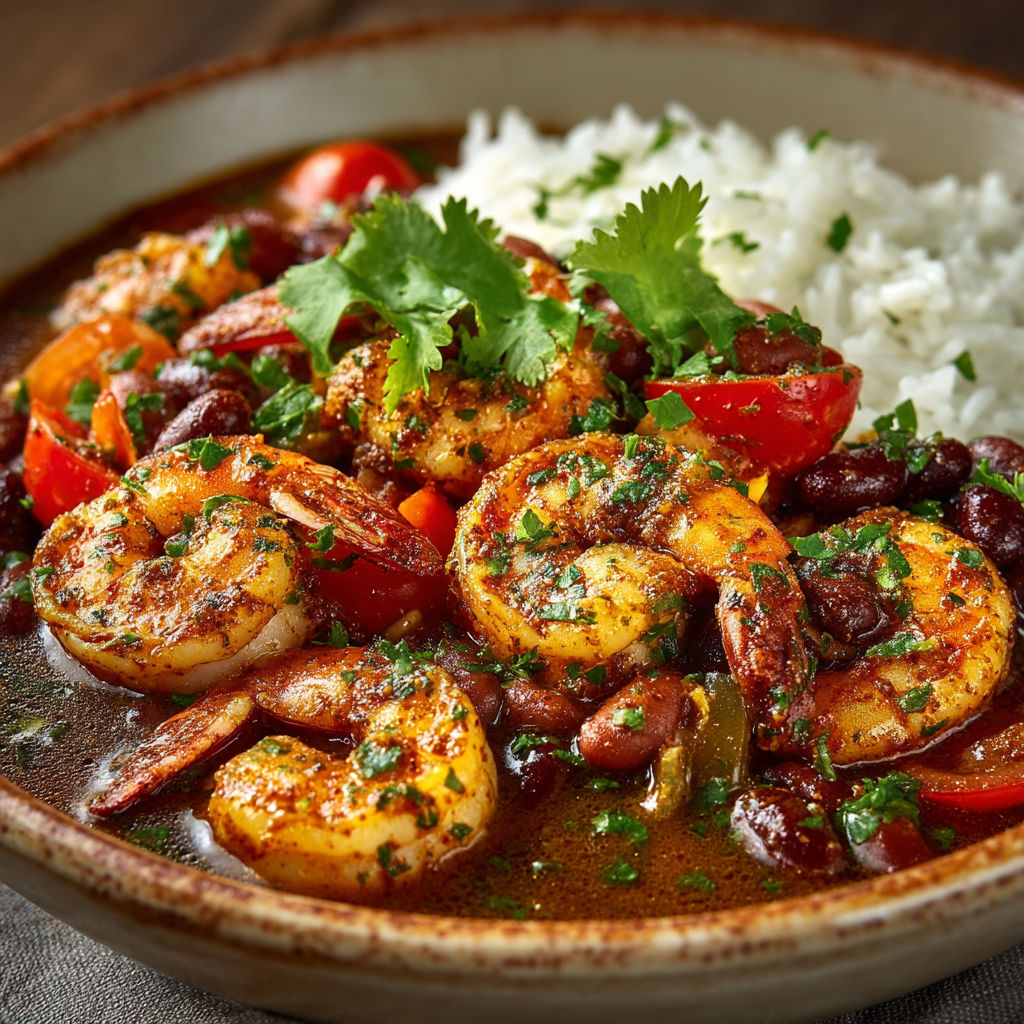 Un plat de fruits de mer et riz.