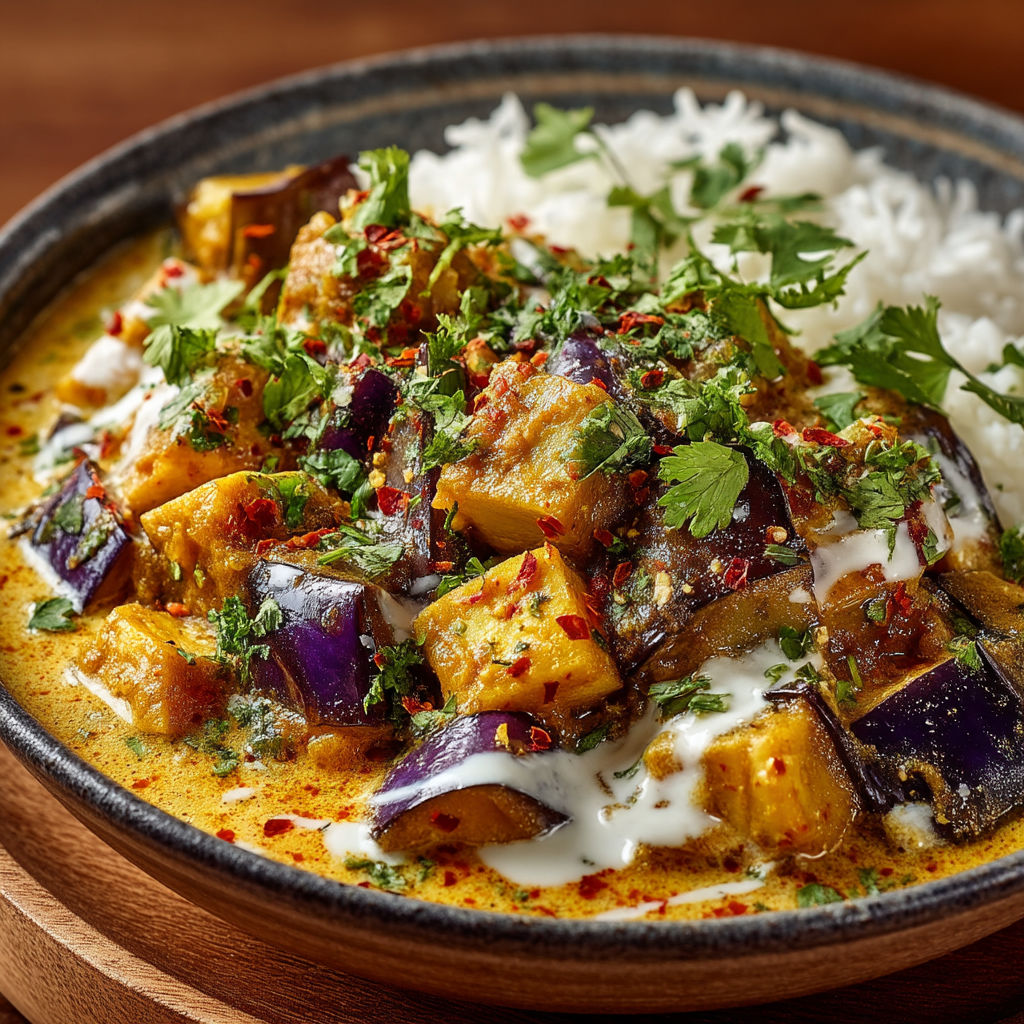 Une assiette de curry avec des légumes et des riz.