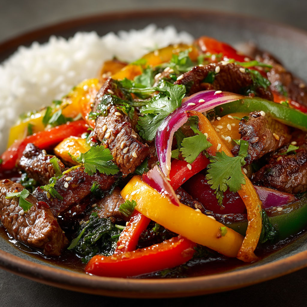 Une assiette de viande et légumes colorés.