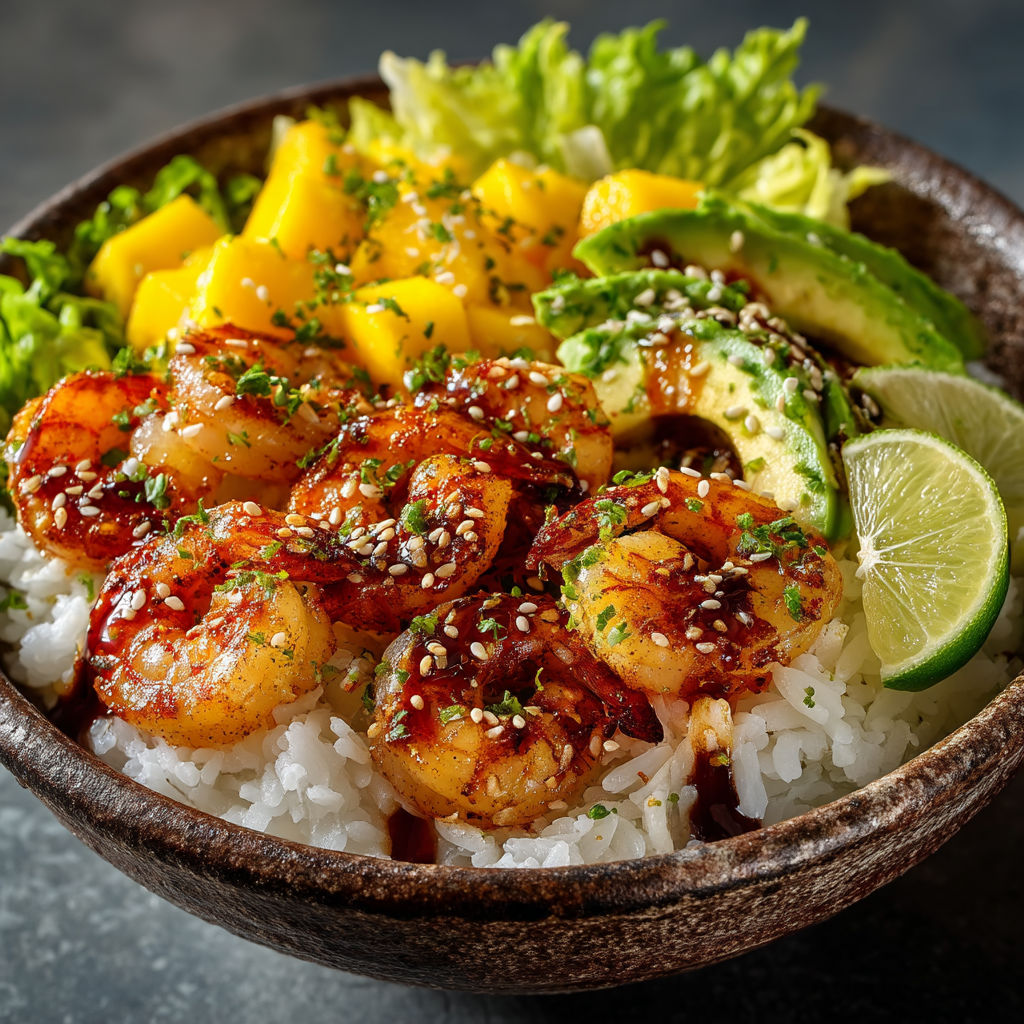 Poké bowl aux crevettes.