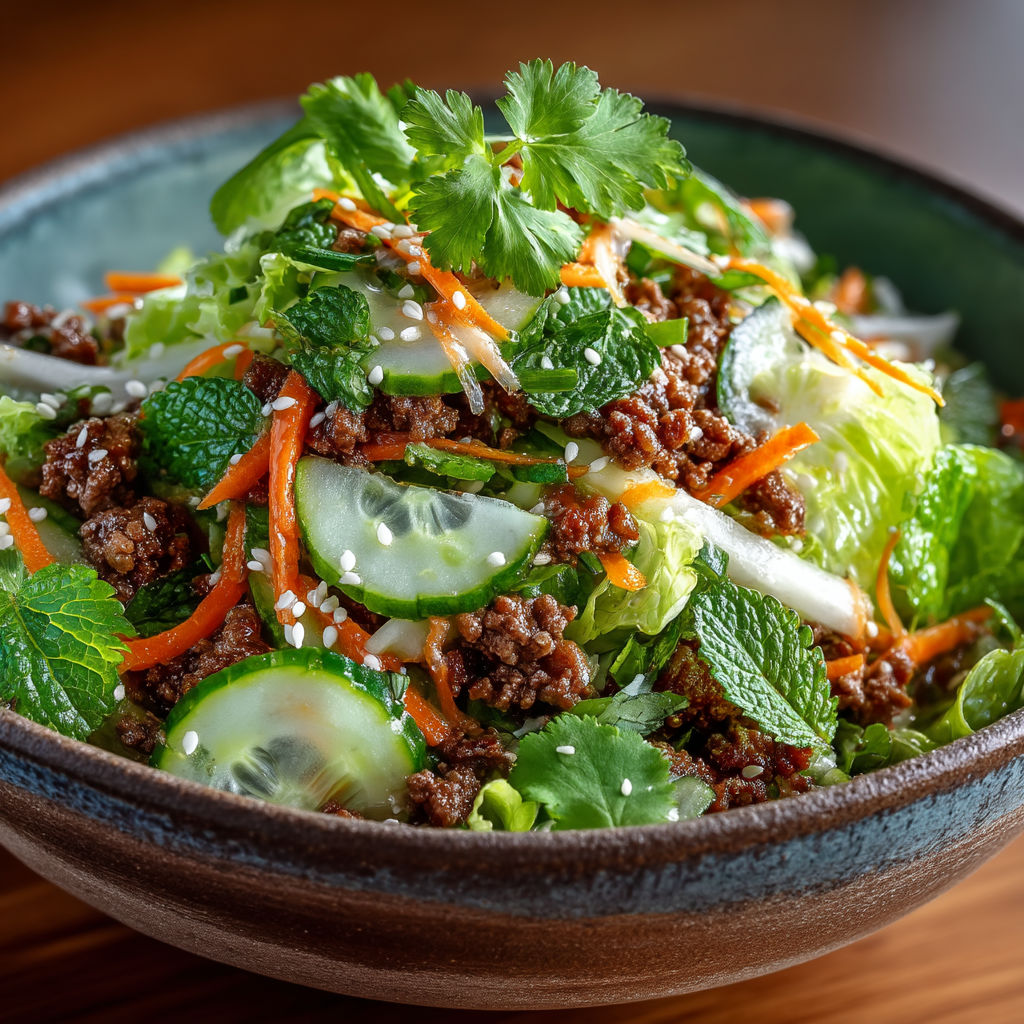 Salade de boeuf sauté asiatique.