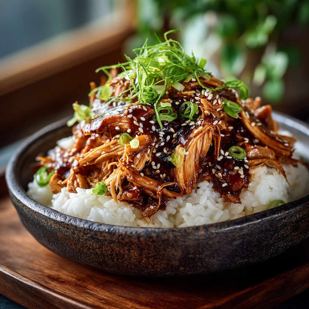 Un plat de poulet teriyaki avec des herbes vertes.