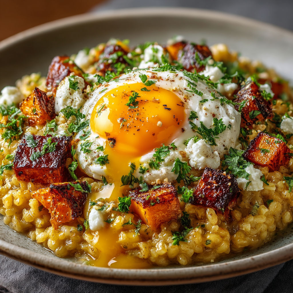 Une assiette de riz avec des légumes et une omelette.