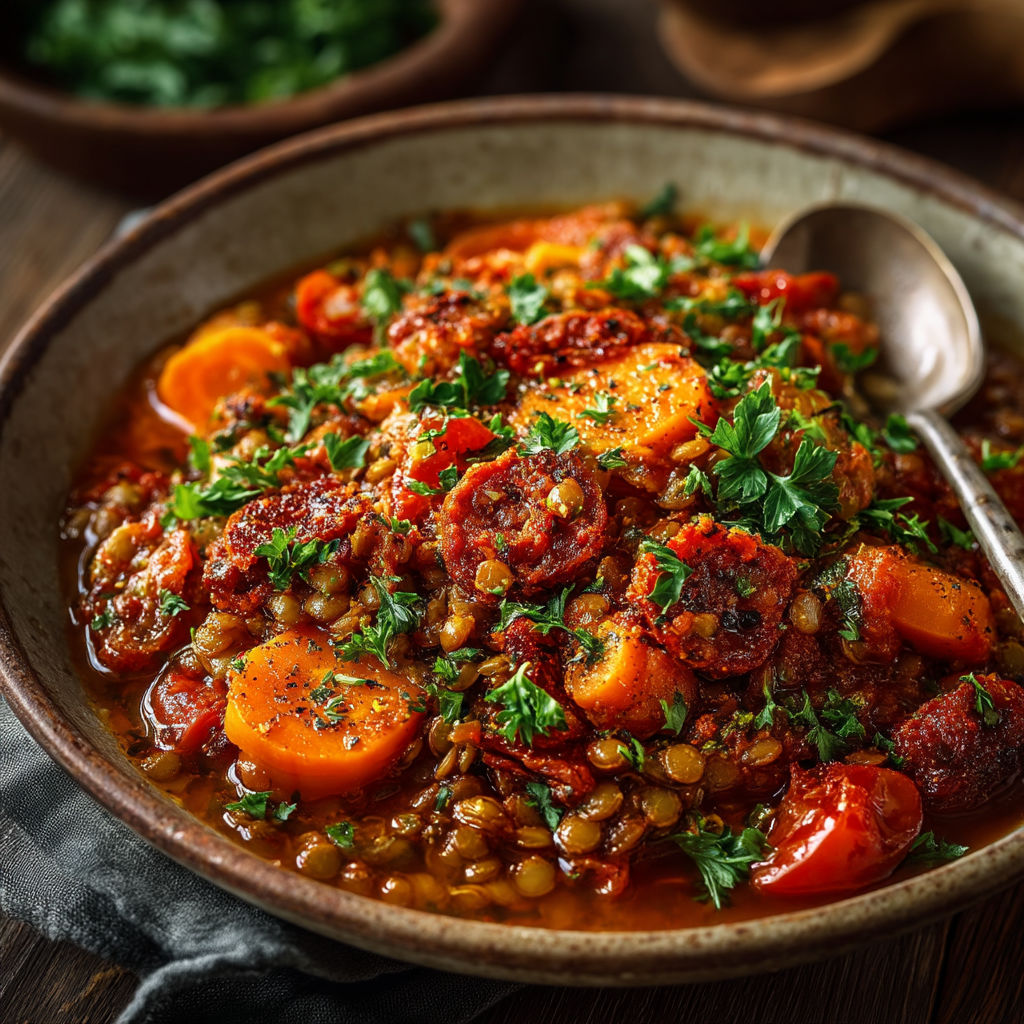 Lentilles bolognaise au chorizo au Cookeo.