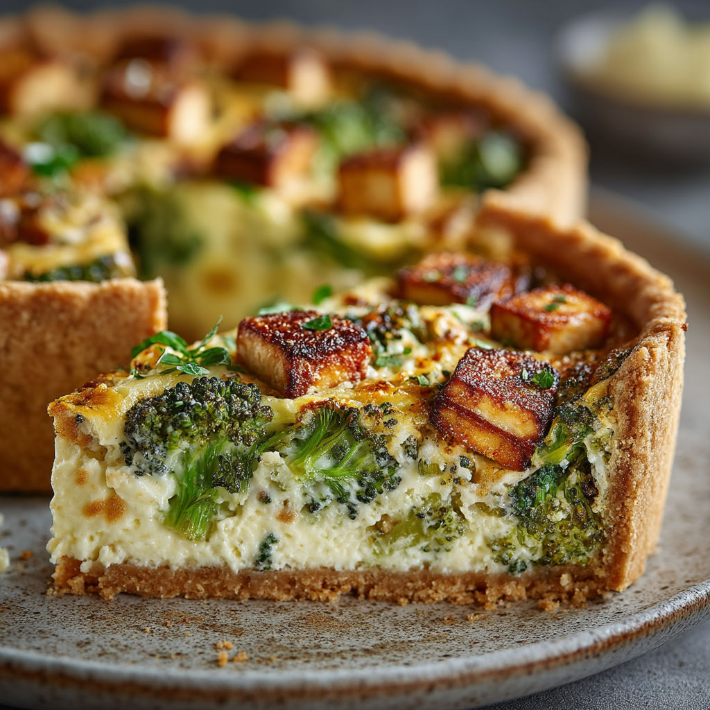 Une tarte aux pommes avec des légumes verts.