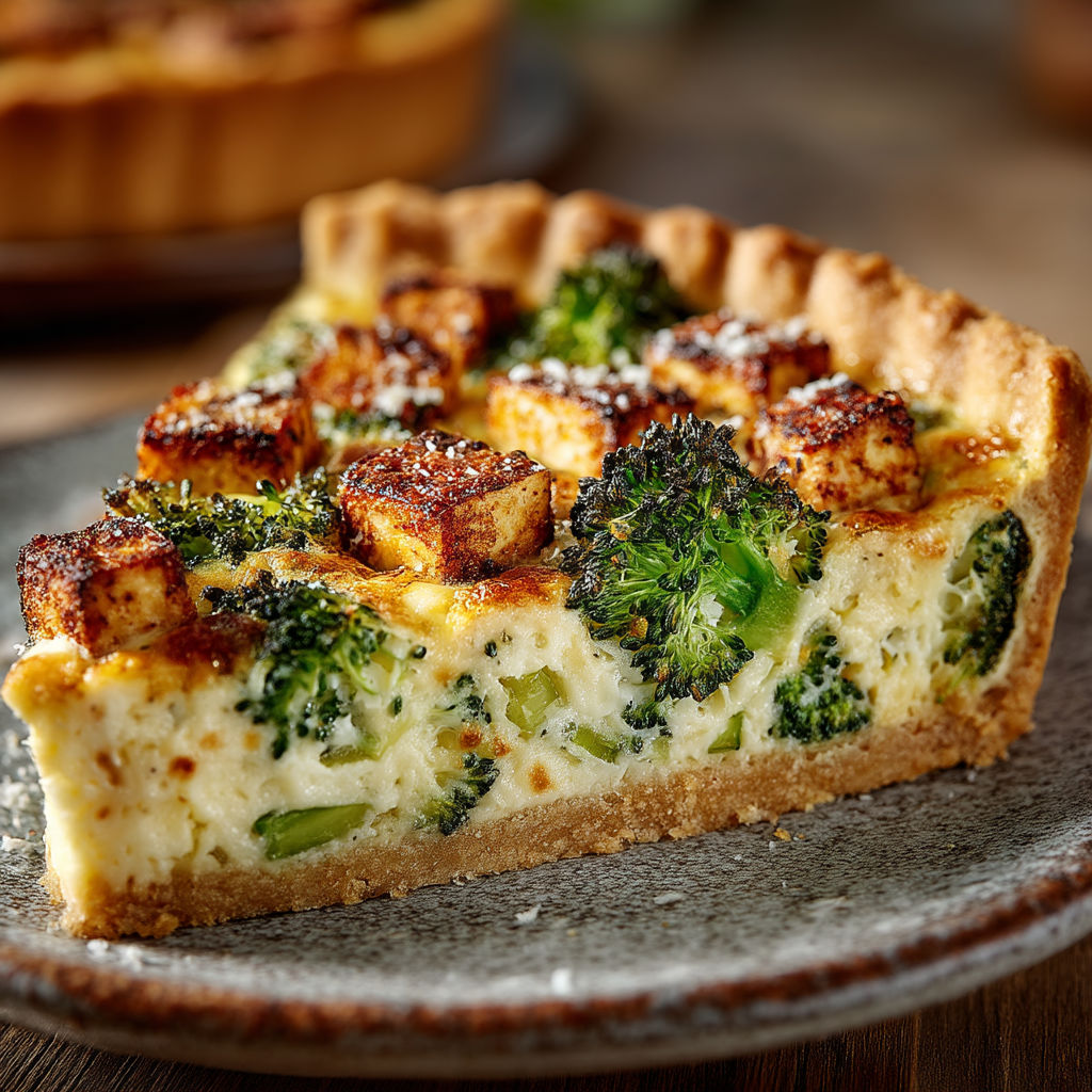 Une tarte aux pommes avec des légumes verts.