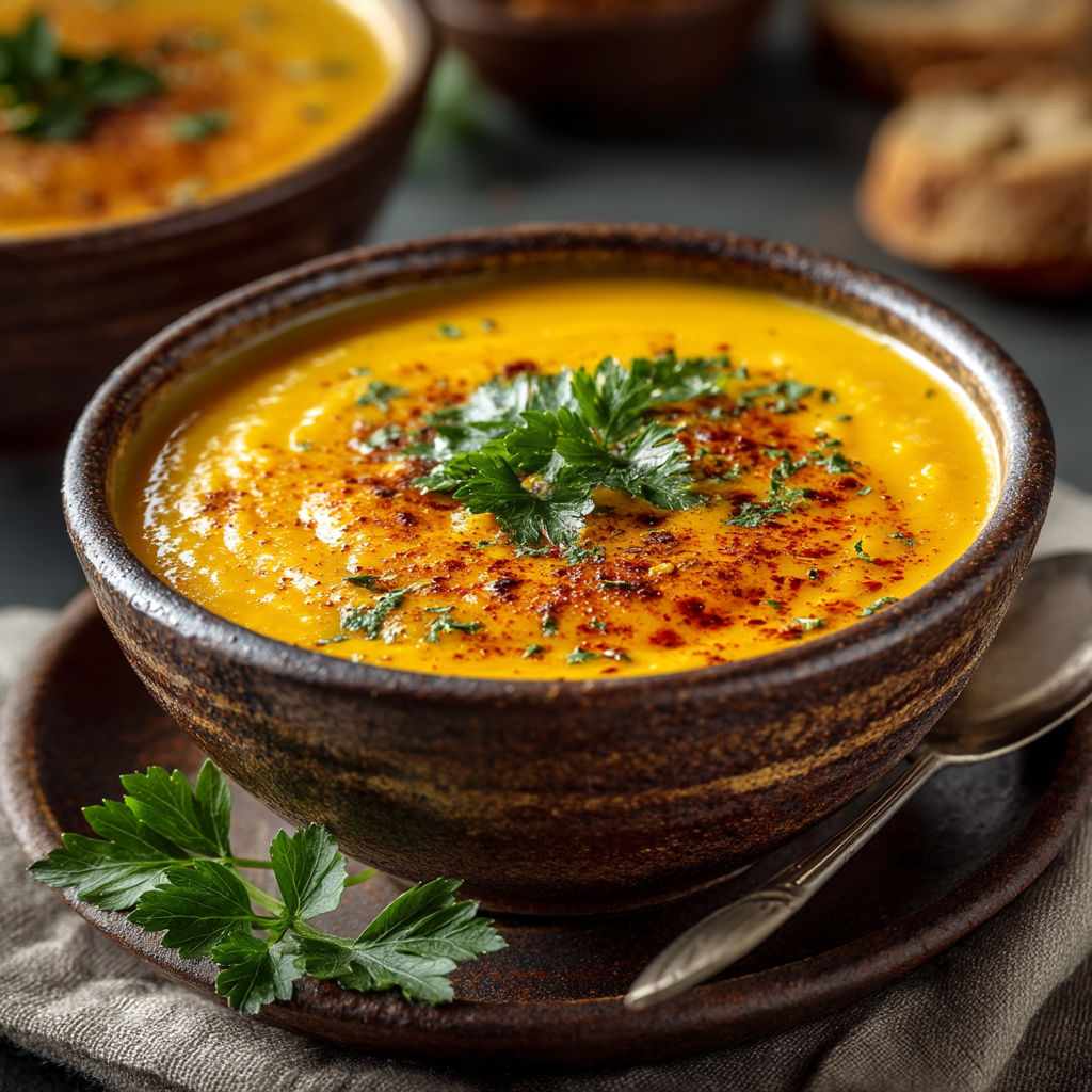Une soupe chaude dans un bol.