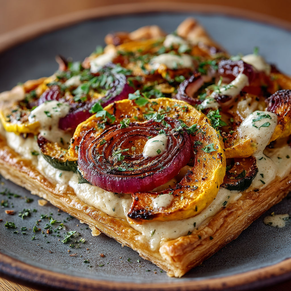 Une pâte de pizza avec des légumes et des herbes.