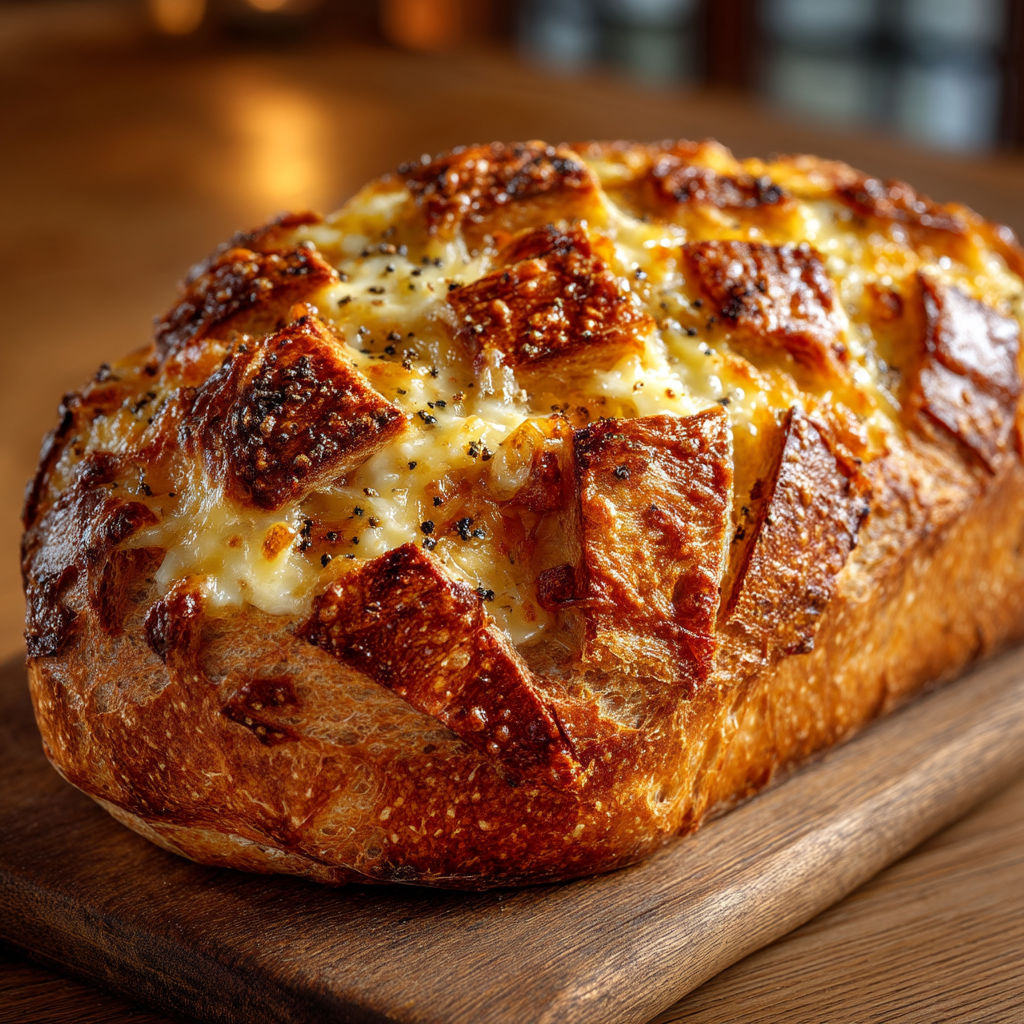 Une baguette de pain grillé avec des grains de cumin.
