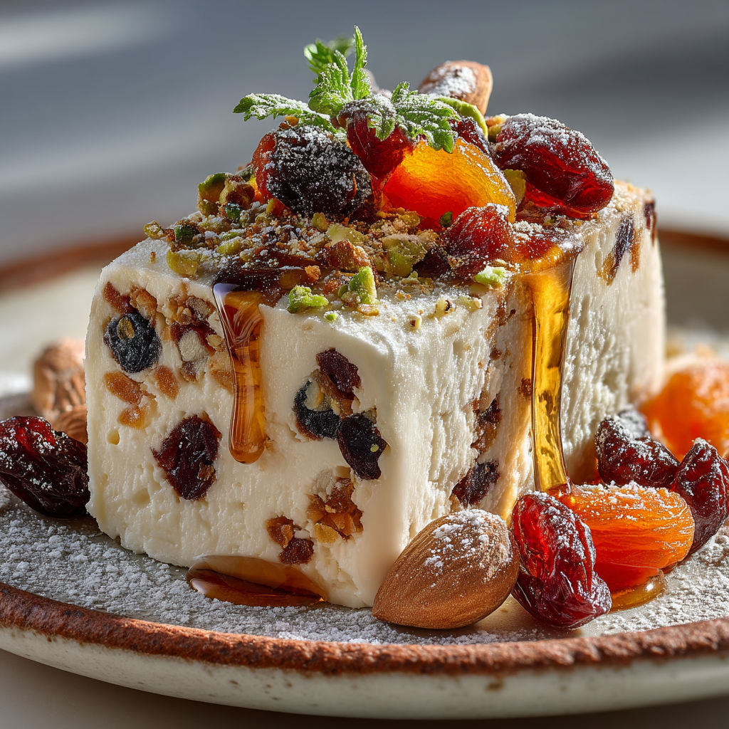 Desserts with fruits and nuts.