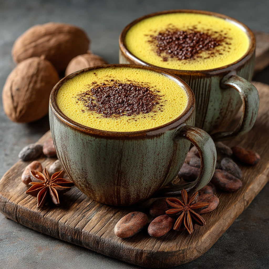 Un café au lait avec des graines de café.