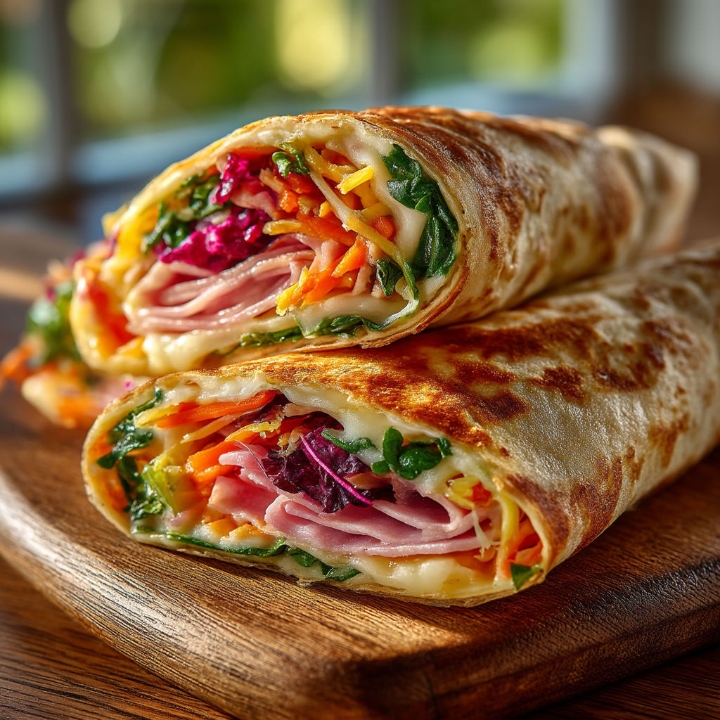 Un sandwich de ham et de légumes.