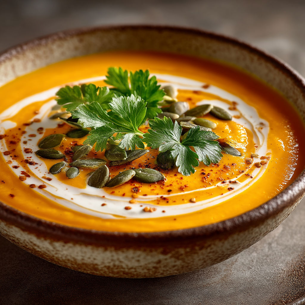 Une portion de velouté de potimarron au lait de coco au Companion.