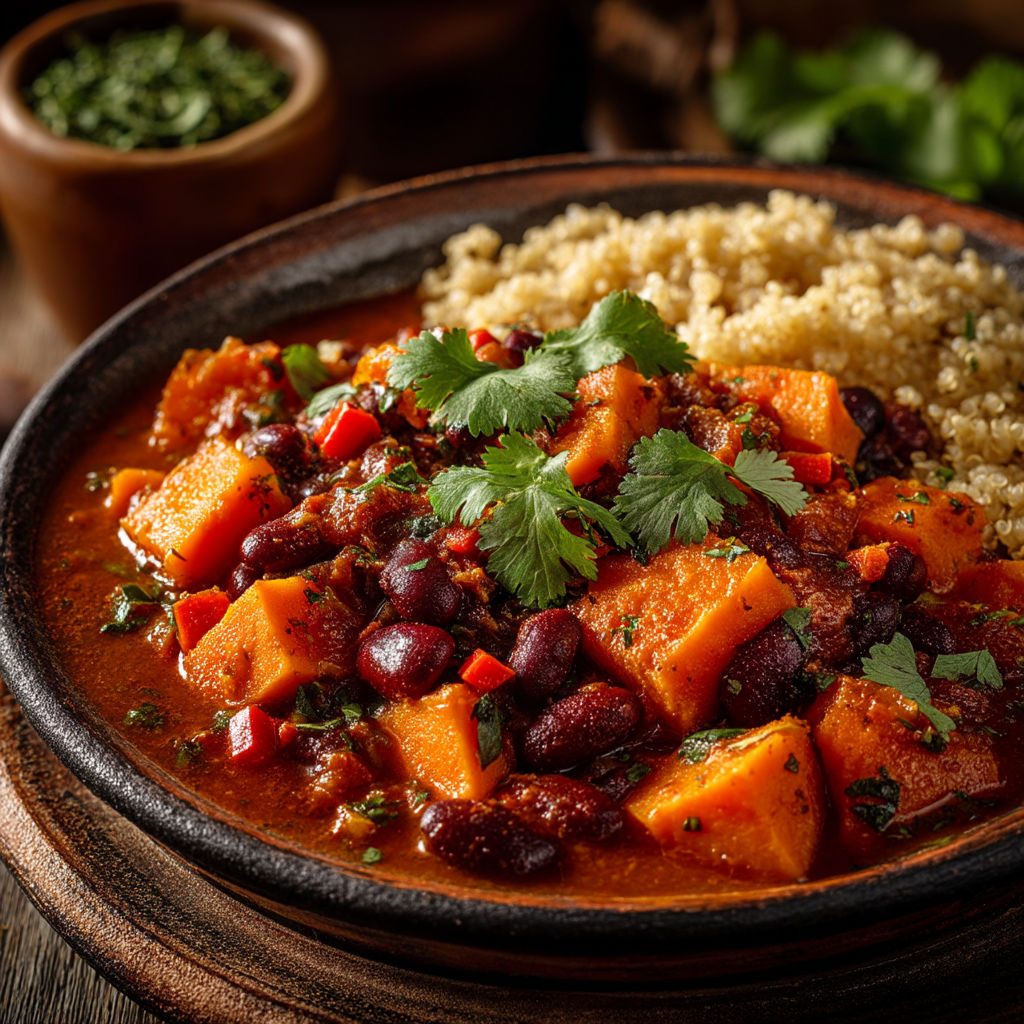 Une soupe chaude avec des légumes et des grains.