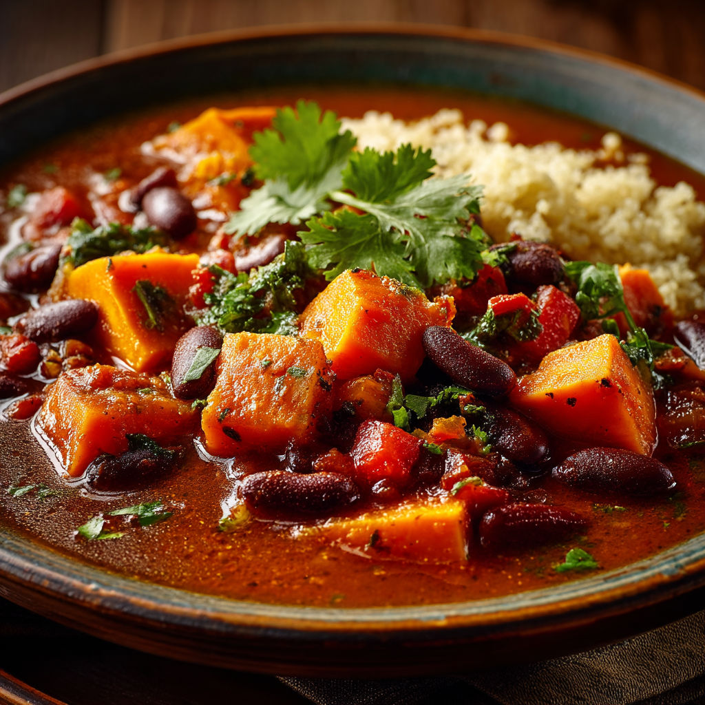 Une soupe chaude avec des légumes et des graines.