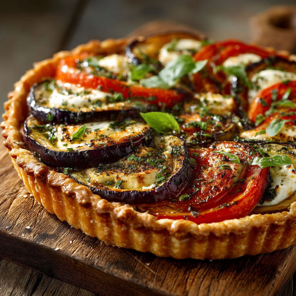 Une tarte aux tomates et aux épinards.