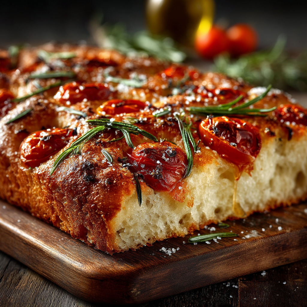 Une pâte de pizza avec des tomates et des herbes.