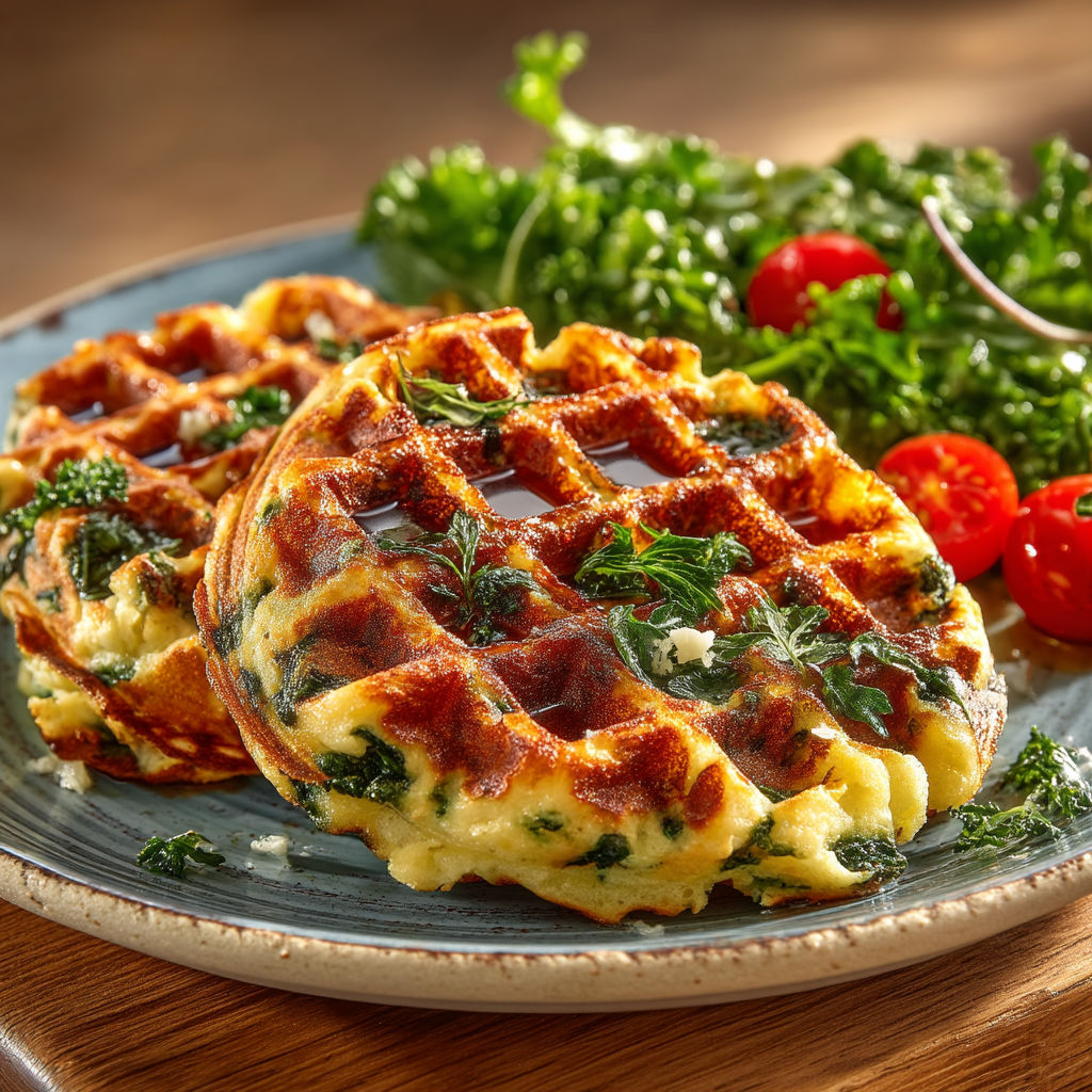 Une plaque de waffle avec des légumes verts.