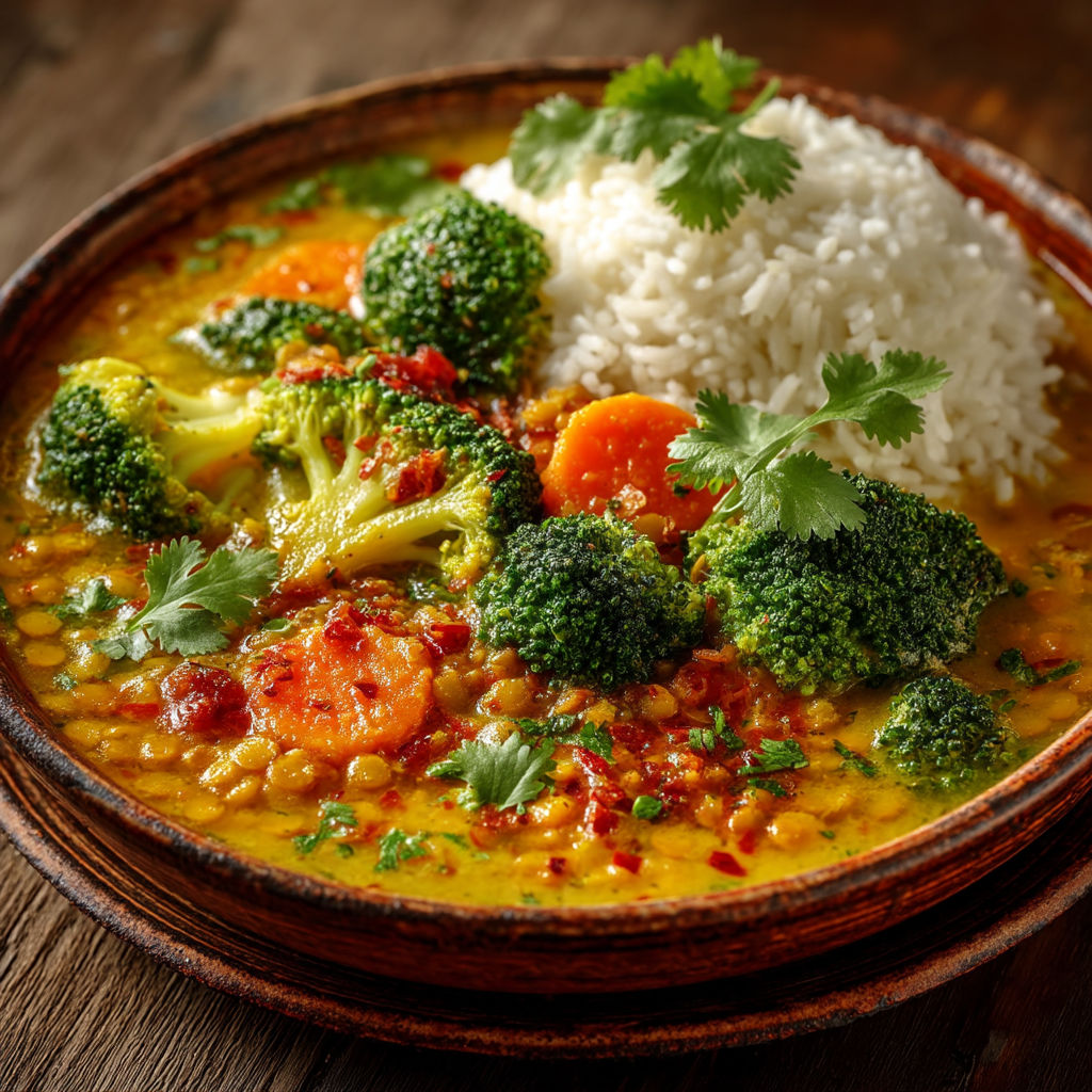 Curry de brocoli aux lentilles corail.