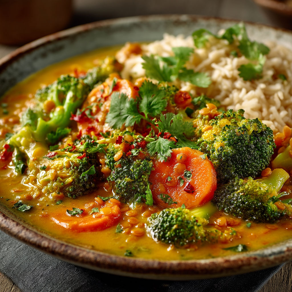 Une assiette de soupe avec des légumes et des grains.