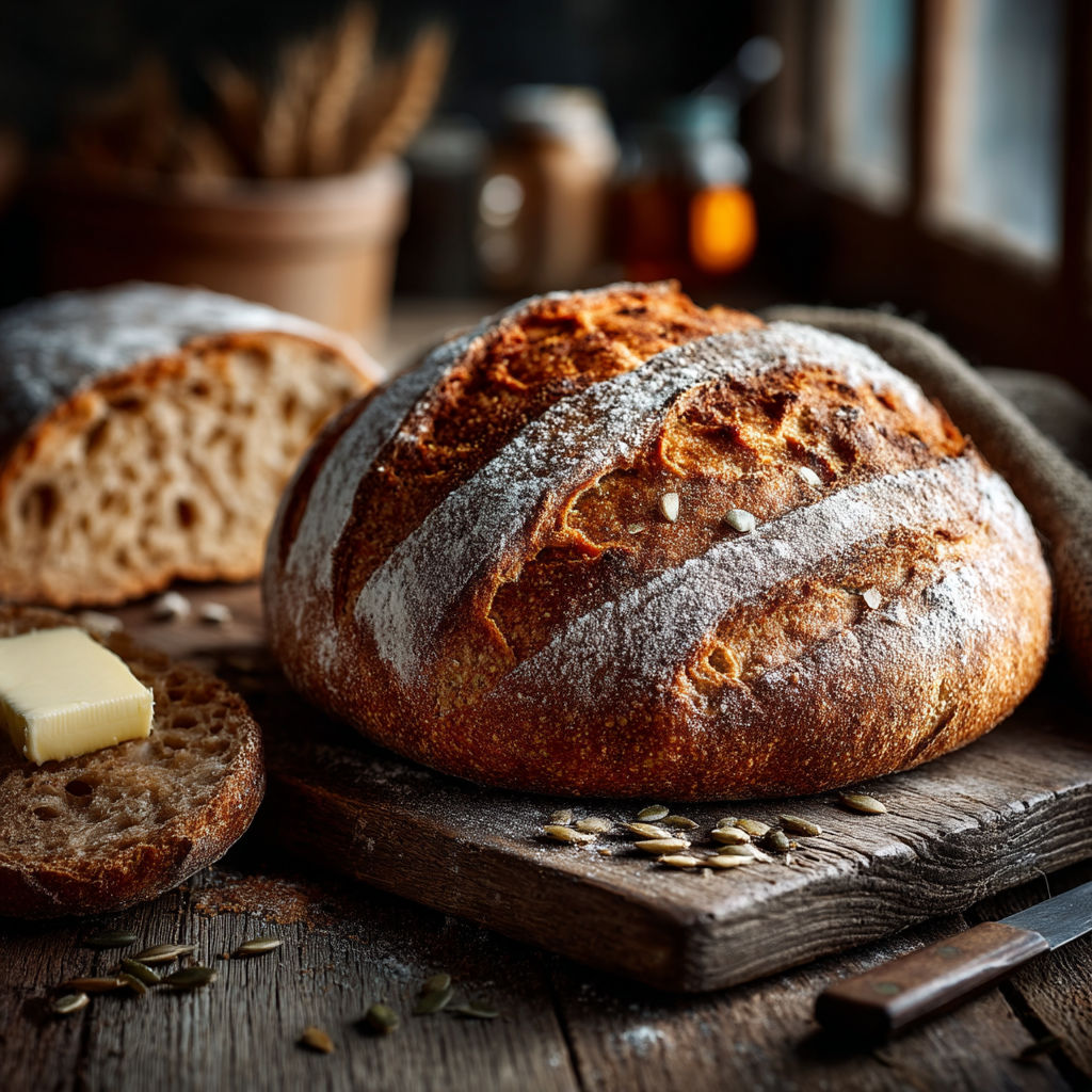 Une pâte de levain maison est sur une table.