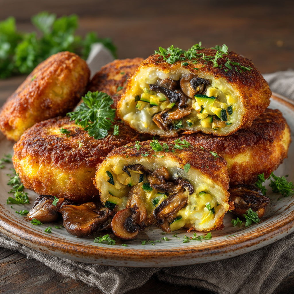Une pâte de mushroom et de zucchini sur une assiette.