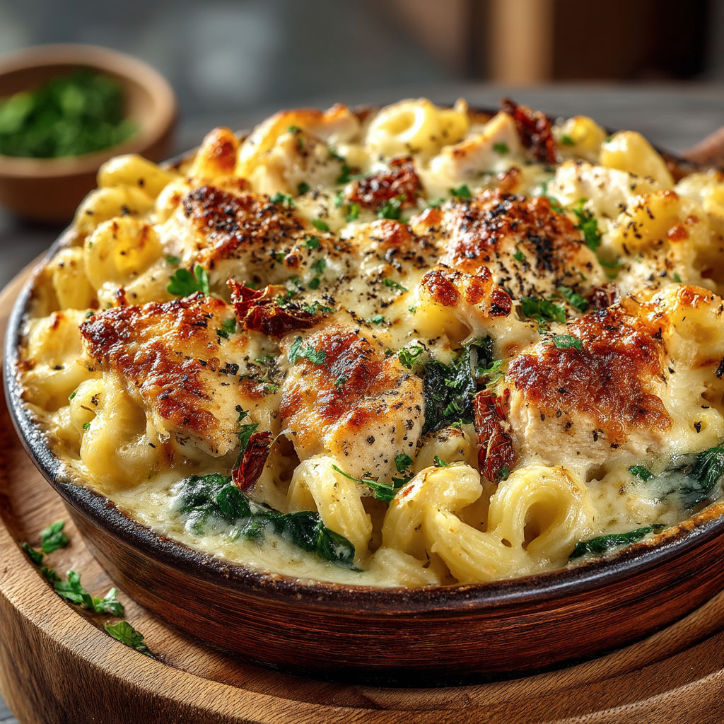 Une pâte de macaroni avec des légumes verts et des légumes rouges.