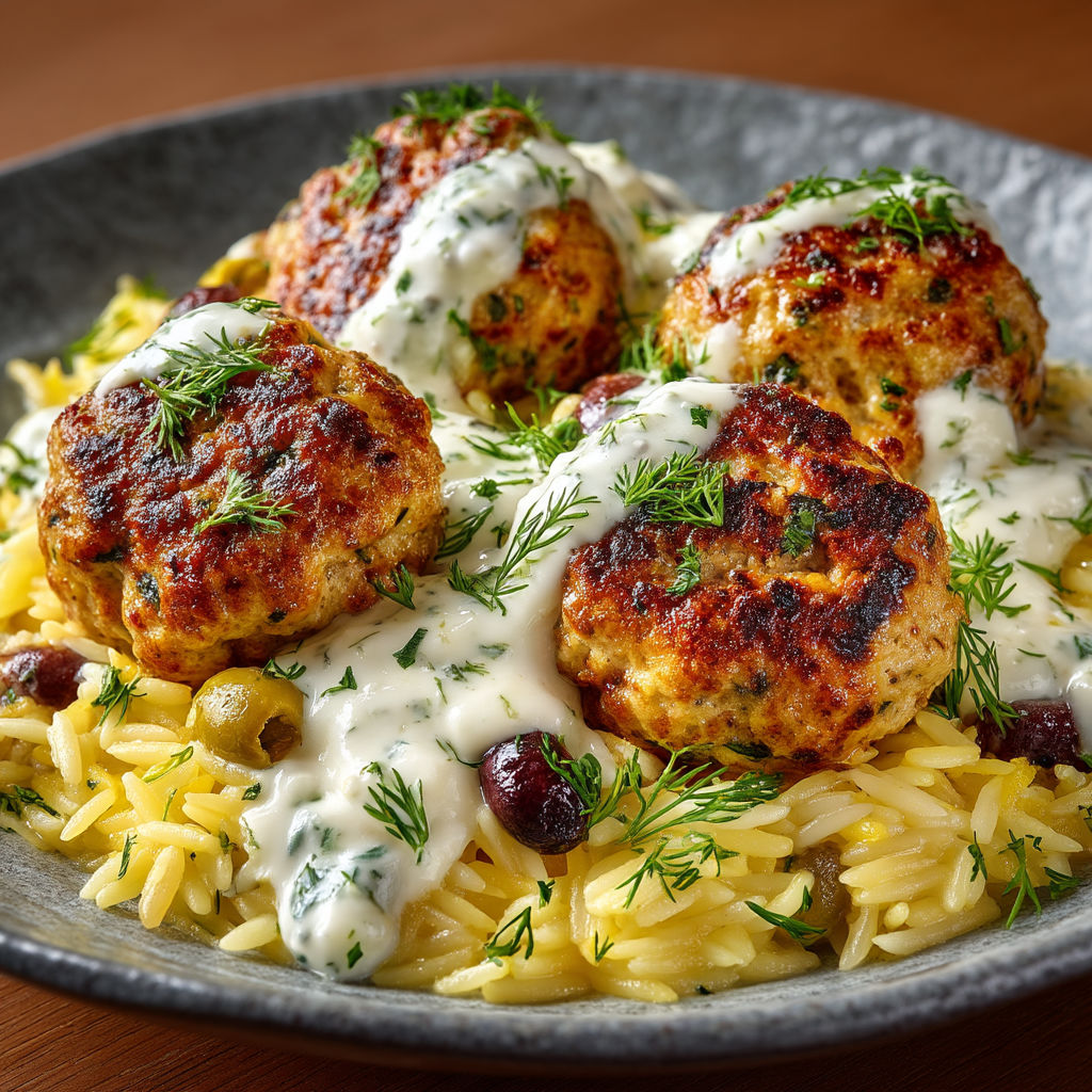 Plate of food with sauce and herbs.