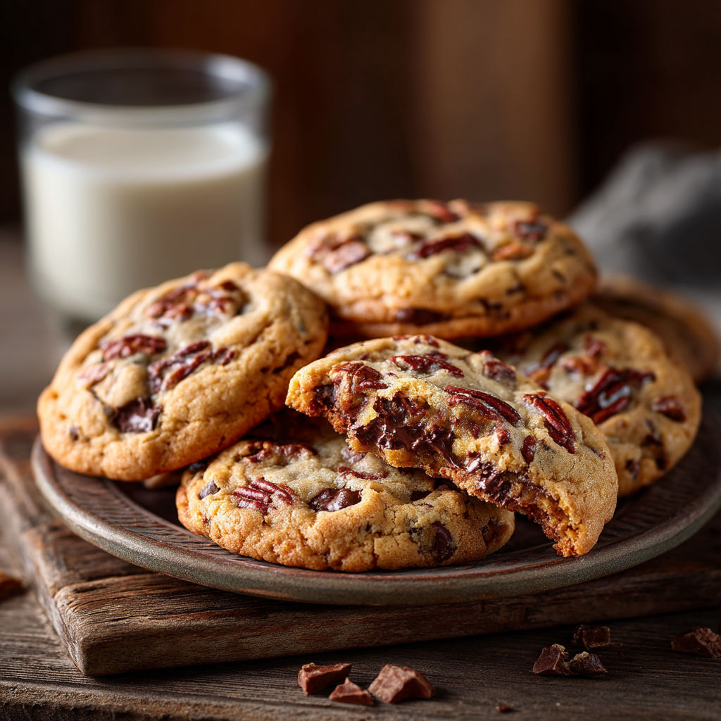Un plat de cookies chocolat avec du lait.