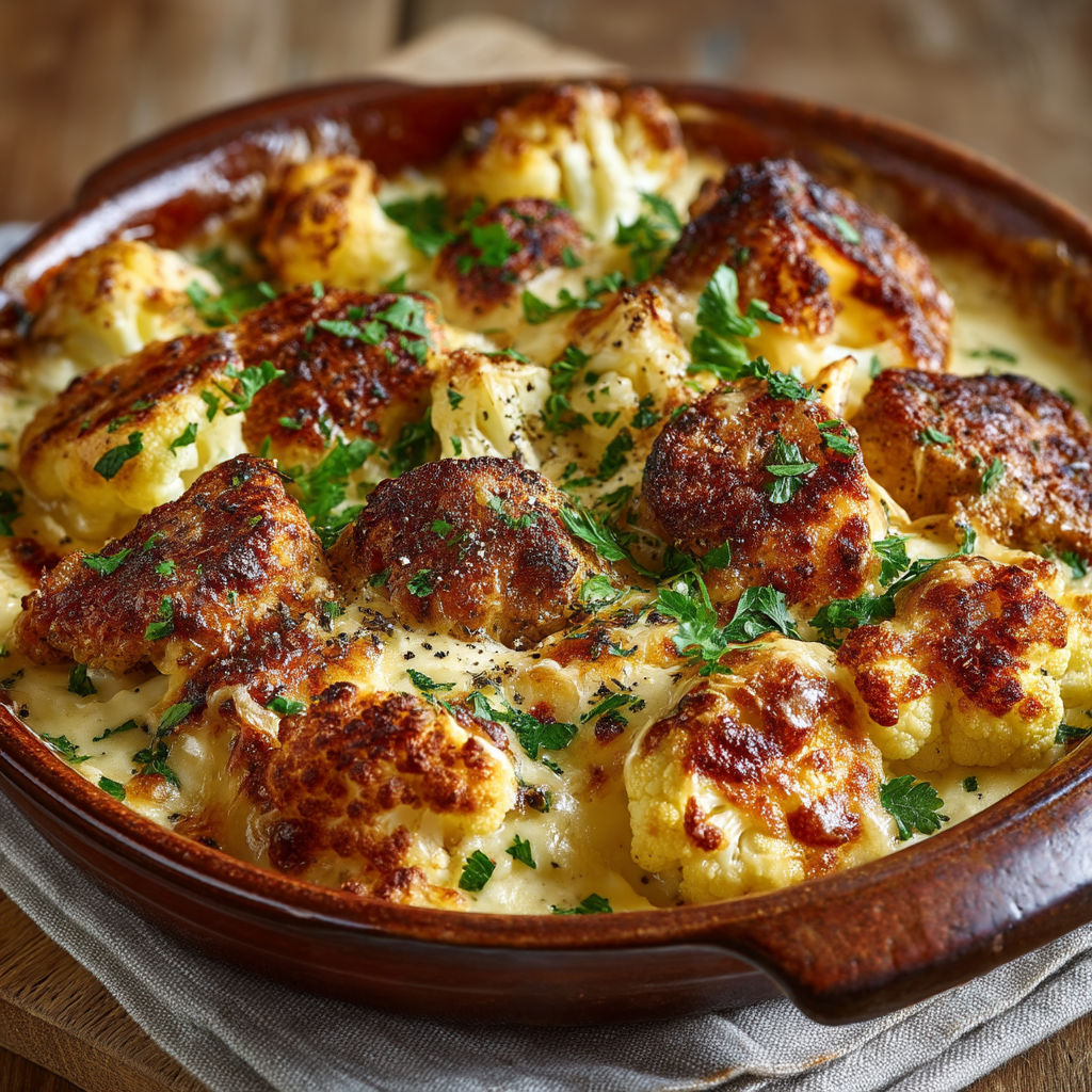 Une casserole de macaroni et cauliflower.