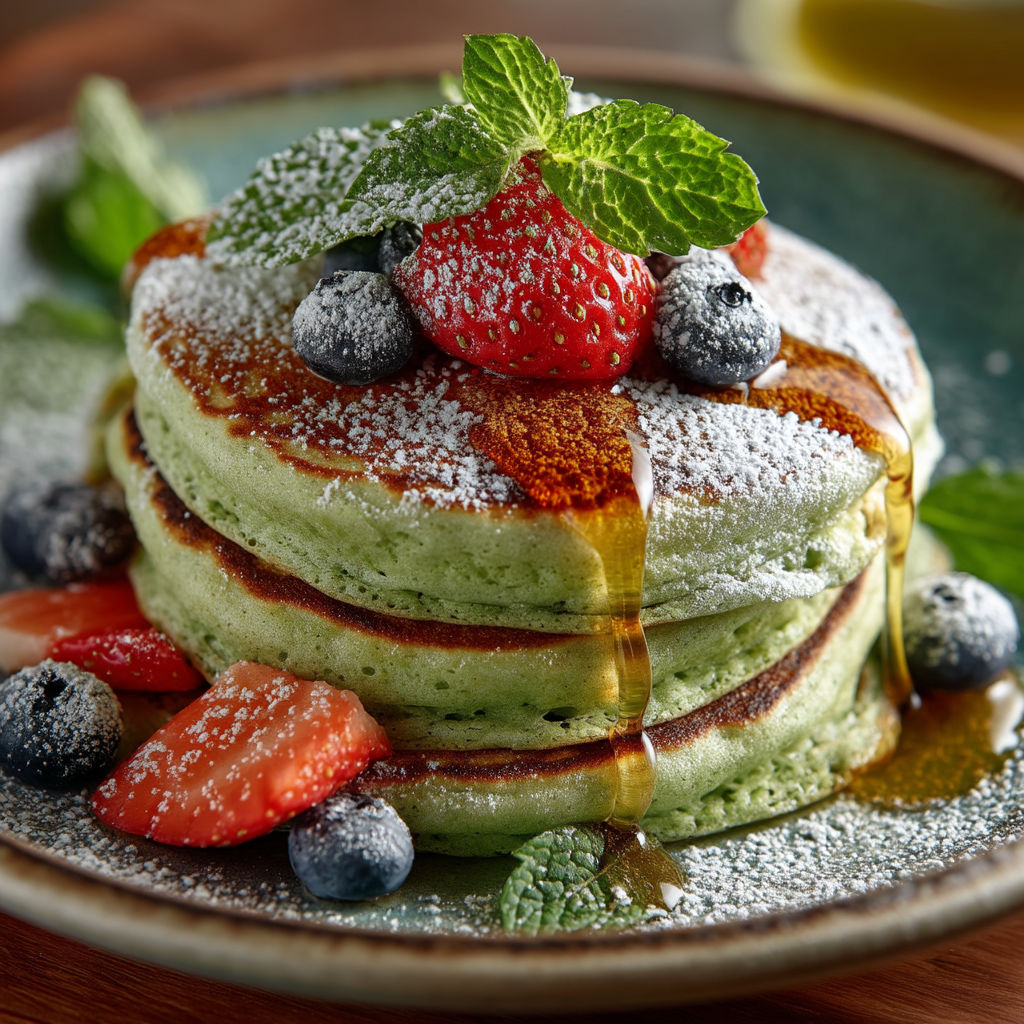 Un plat de pancakes avec des fraises et des baies.
