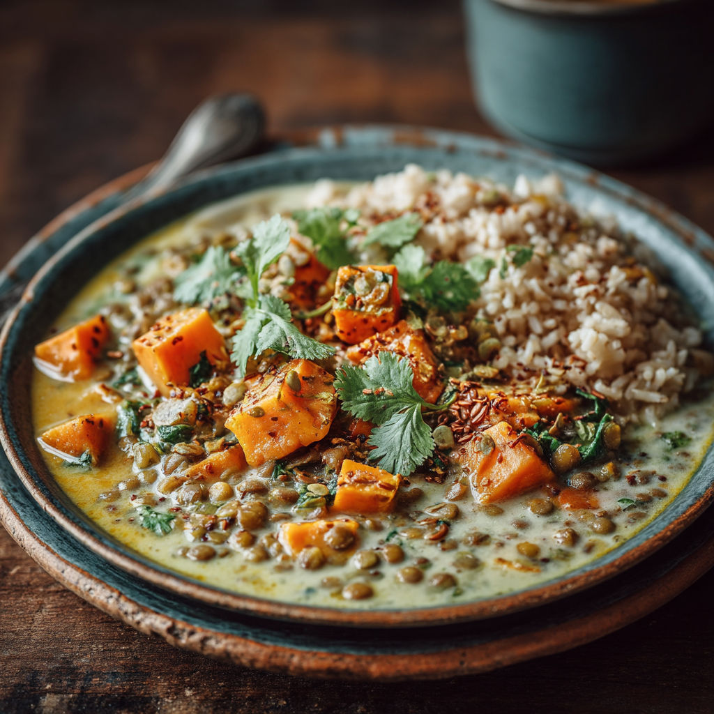 Une assiette de riz et de légumes verts.