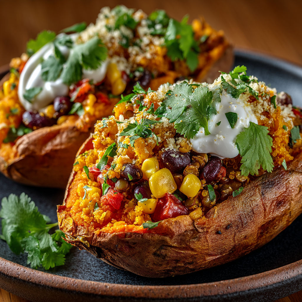 Patates douces farcies façon mexicaine.