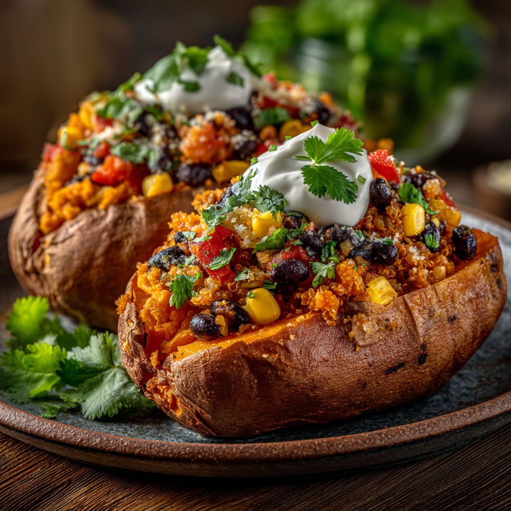 Patates douces farcies façon mexicaine.